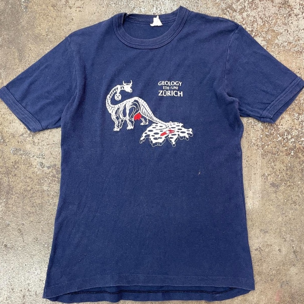 vintage 1980s geology zurich dinosaur graphic T-shirt